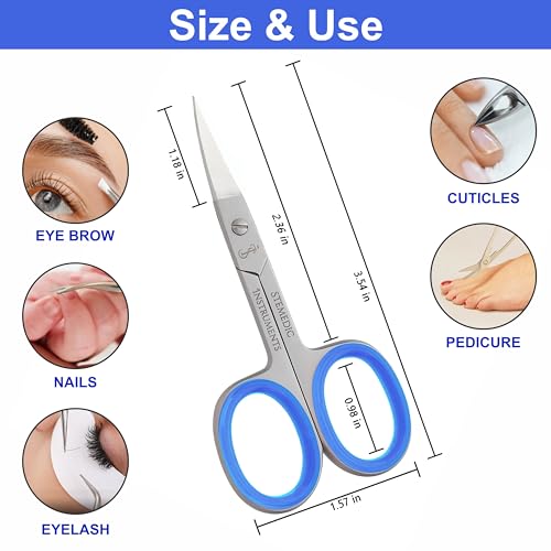 Stemedic Precision Curved Cuticle Scissors for Nails & Grooming with Case