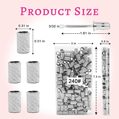 100 Pcs Fine Grit Nail Sanding Bands with Mandrel Bit for Nail Drill