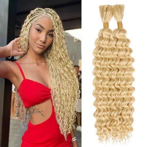 613 Blonde Deep Wave Braiding Hair for Boho Braids 28 Inch