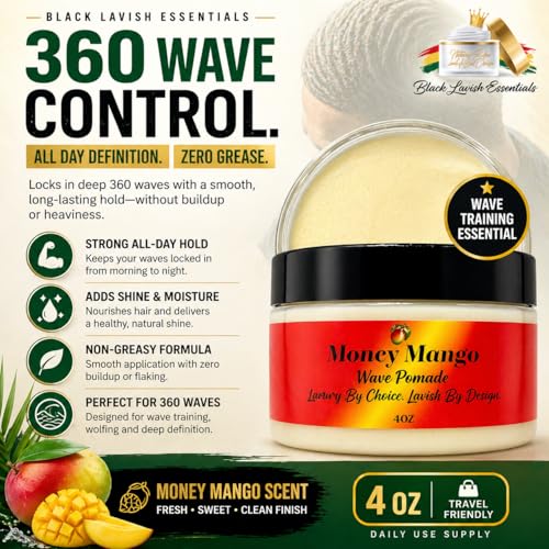 Black Lavish Essentials Money Mango 4oz Wave Pomade for Deep 360 Waves, Strong Hold & Shine
