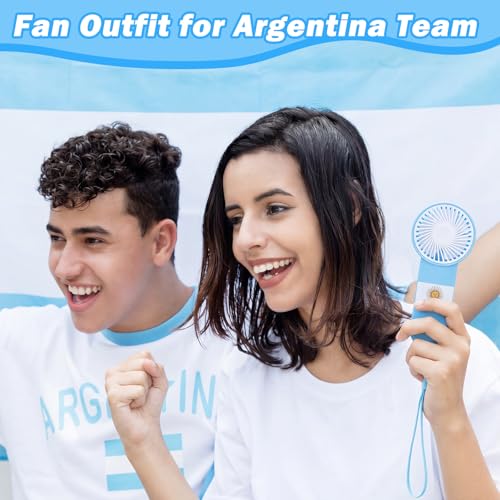 Argentina Flag Handheld Fans 12-Pack with Lanyards