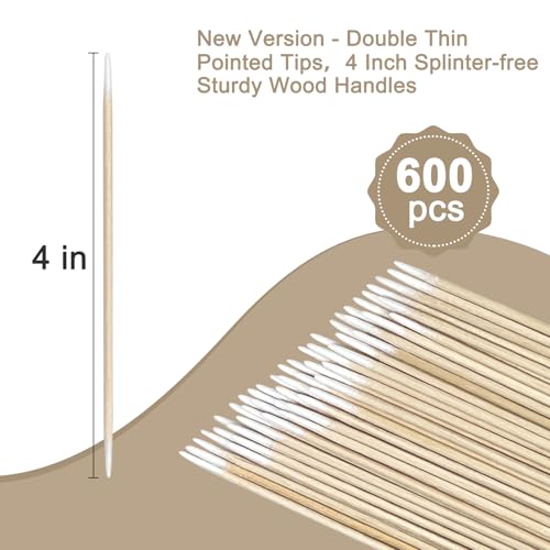 Precision Cotton Swabs 4 Inch - 600 Pack Wooden Stick
