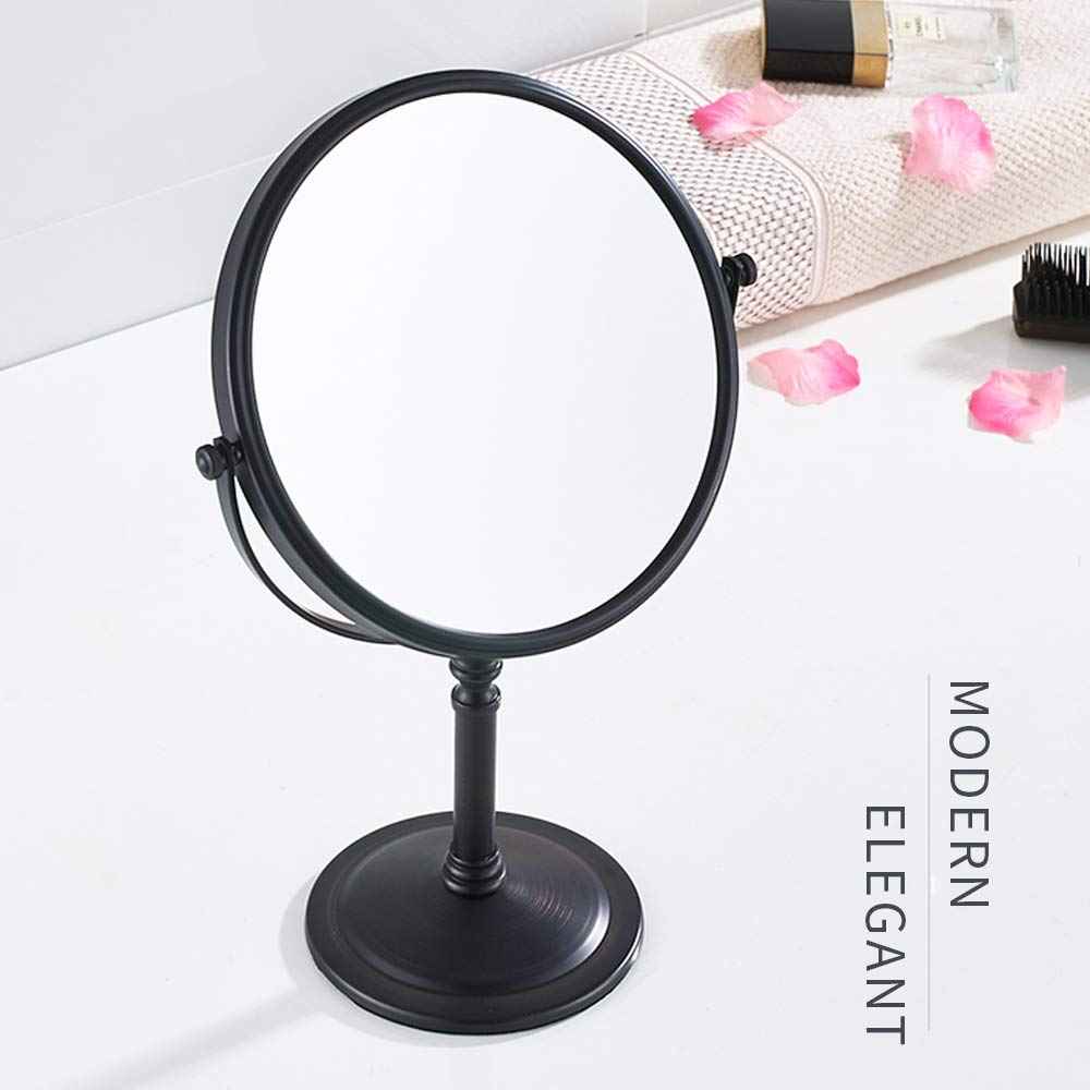 Gecious Black Makeup Mirror 1X/10X Free Standing 8 Inches 360 Swivel Dual-Sided Tabletop Makeup Mirror, Metal