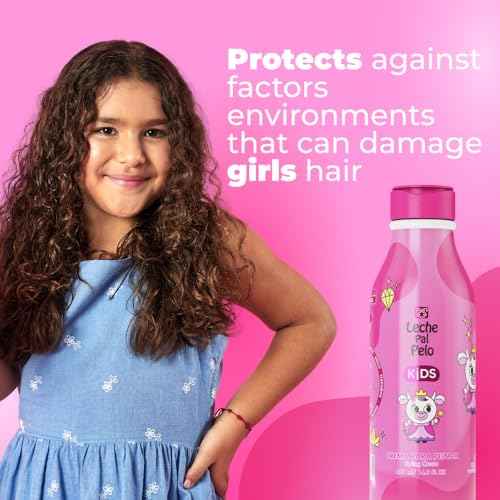 Leche Pal Pelo Kids Styling Cream - Detangles, Strengthens & Styles Kids Hair - Smoothes Frizz, Moisturizes & Softens with Abyssinian & Jojoba Oil. 14.9 fl.oz