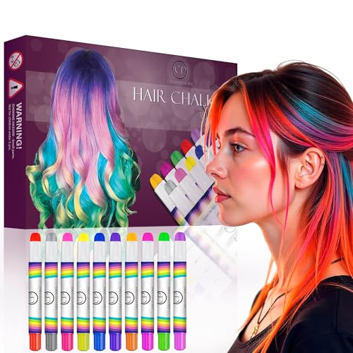 10 Pack Washable Hair Chalk Pens for Kids - Non-Toxic & Easy to Use