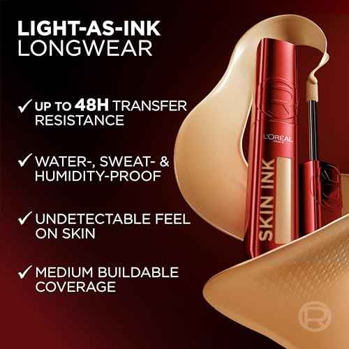 L'Oreal Paris Infallible Skin Ink 2-in-1 Foundation Concealer Hybrid Face Makeup, up to 48HR Transfer-Resistant with Buildable Light to Full Coverage, 125 Light Warm