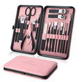 Keiby Citom 18-Piece Manicure Pedicure Set - Stainless Steel Grooming Kit with Pink Case