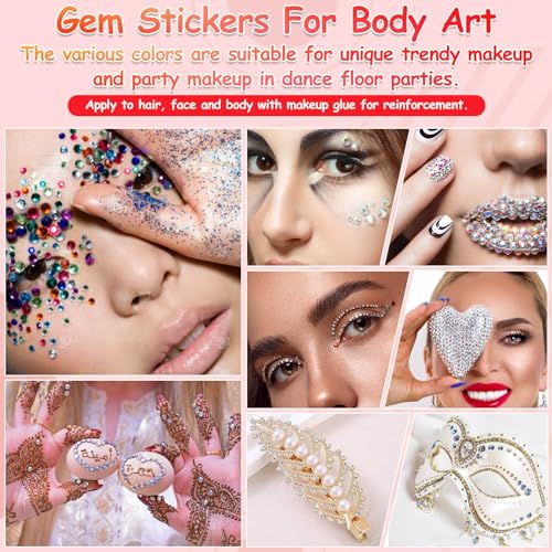 Tidponra 4170 Self Adhesive Rhinestone Gems - 6 Sizes, 15 Colors