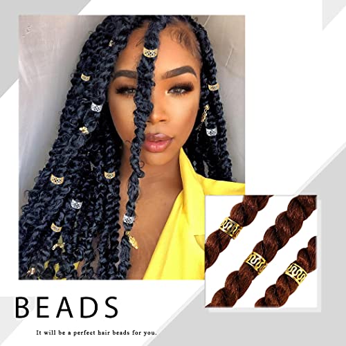 NAISKA 100PCS Dreadlocks Jewelry Beads Hair Braid Clips Dread Locks Metal Hair Braiding Jewelry for Women Braids or Man Beard(Golden and Sliver)