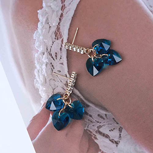 Blue Sapphire Tassel Drop Earrings Gold Plated