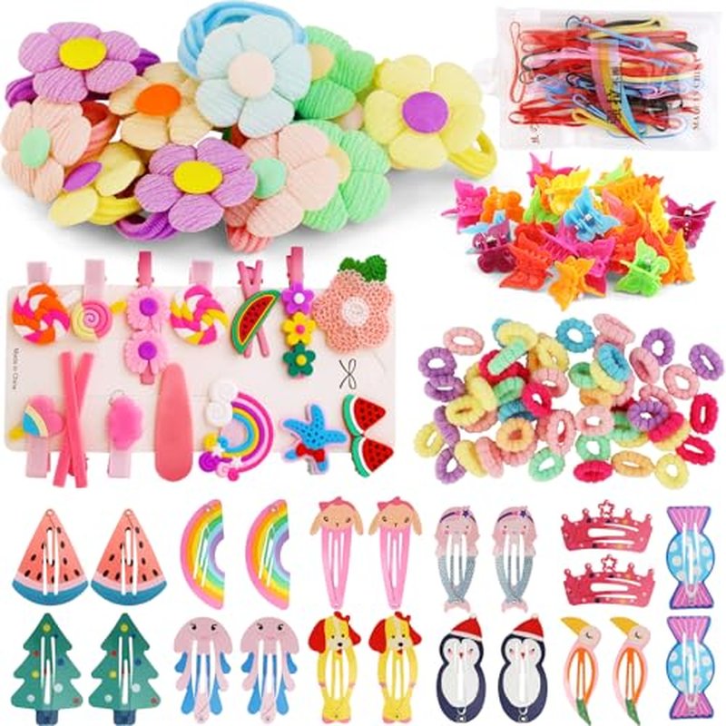 158-Piece Hair Accessories Kit for Girls, Toddler Hair Clips & Ties