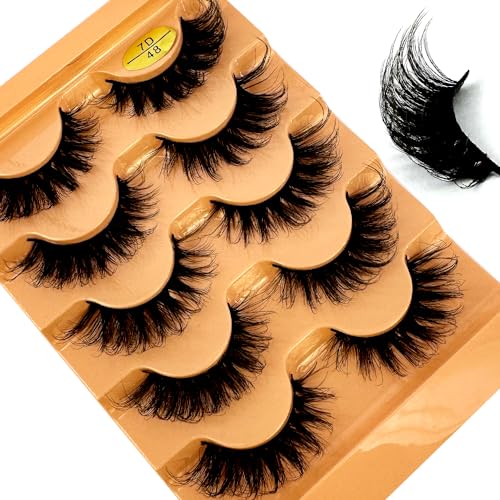 3D Cat Eye False Lashes 5 Pairs - Natural Fluffy Mink Lashes