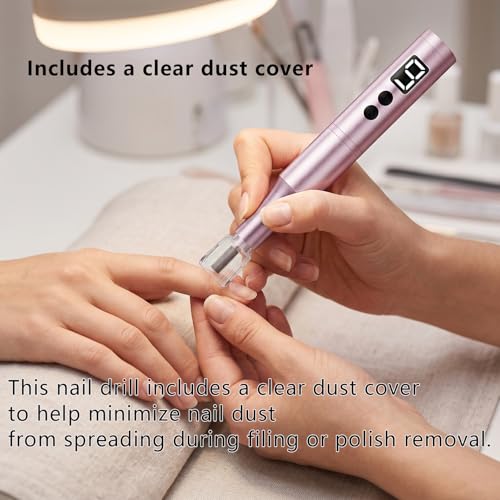 Cordless Nail Drill Kit for Gel & Acrylic Nails - 9 Speed, 5 Bits, Pink