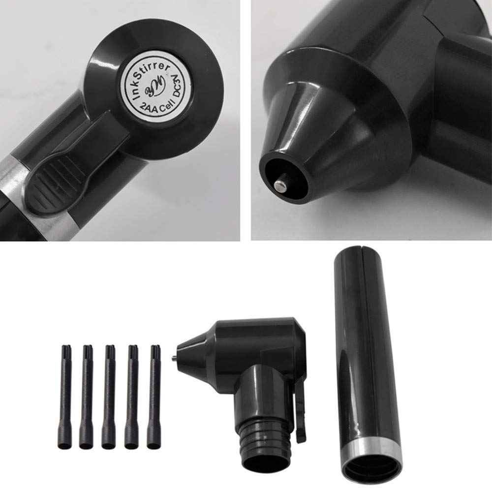 Ink Mixer Machine Set - Autdor Pigment Mixer Machine with 100Pcs Mixing Sticks Black Color Mixer Machine Ink Pigment Electric Agitator Machine for Permanent Makeup Eyebrow Microblading Supplies