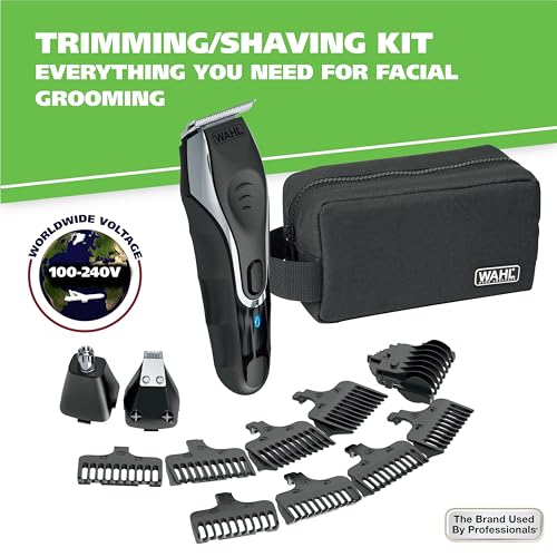 Wahl Aqua Blade¢ç Rechargeable Wet/Dry Lithium-Ion Deluxe Beard Trimmer for Men - Interchangeable Heads for Detailing, Hair, Mustache and Body Grooming - Model 9899-100
