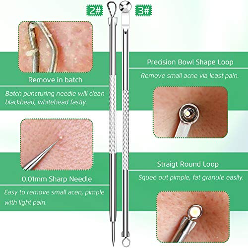 5-Piece Blackhead Remover Kit, Professional Stainless Steel Comedone Extractors