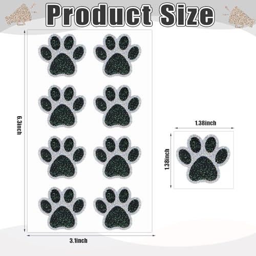 Blulu Glitter Paw Print Temporary Tattoos 25 Sheets 200 Pcs