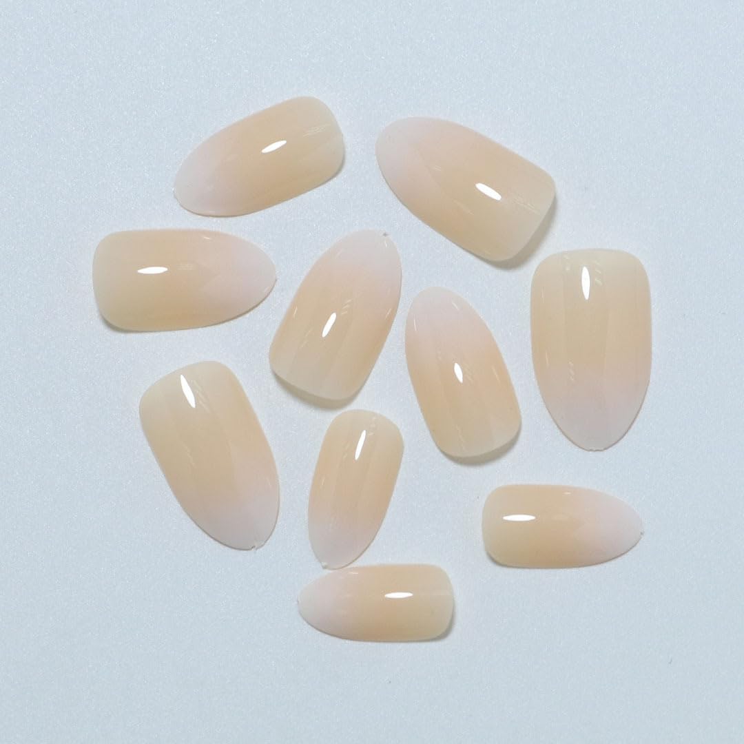 Press on Nails Medium Almond Fake Nails with Pink White Gradient False Nails with Designs, Short Acrylic Glue on Nails for Women Girls(fuldgaenr)