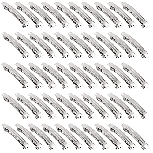 AUEAR, French Barrette Iron Rectangle Hair Clips for DIY Clip Craft Bows (50 Pack, 2 Inch 50mm)