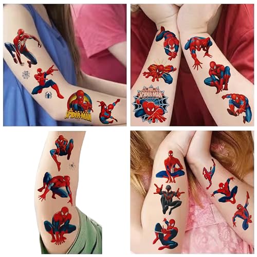 100pcs Spider- Man Temporary Tattoos for kids,Birthday Party Supplies Favors Decorations Cute Fake Tattoos Stickers Spider - Man Party Decorations