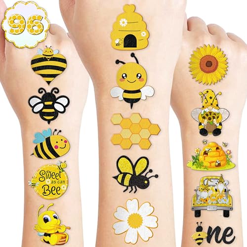 96 Pcs Cute Bee Temporary Tattoos for Kids - Waterproof