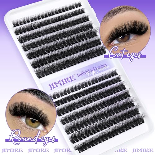 JIMIRE Fluffy Lash Clusters Volume Wispy 50D Thick Mink Eyelash Clusters D Curl 9-16mm Cluster Eyelash Extensions 280Pcs Individual Lashes Beginners Friendly Cluster Eyelash Extensions