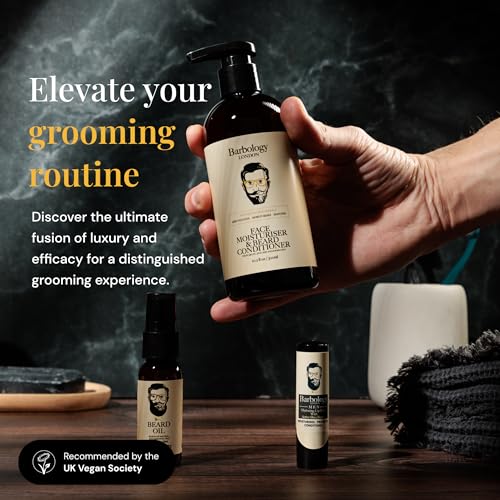 2-in-1 Beard and Face Moisturizer with Jojoba Oil, Argan Oil, and Avocado Oil, Conditions Dry, Itchy and Coarse Facial Hair, 10oz Pump Bottle