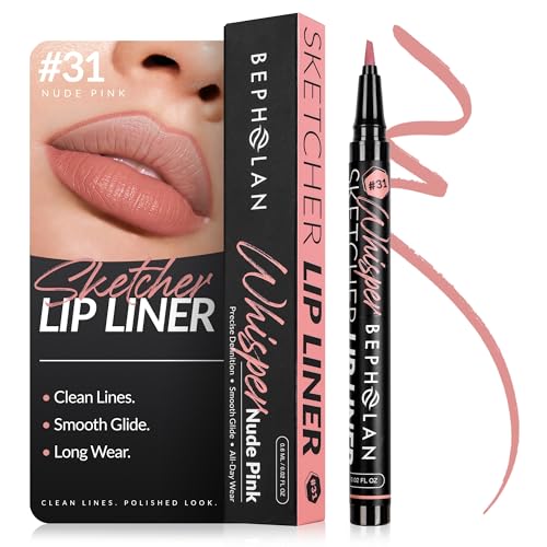 BEPHOLAN Liquid Lip Liner Waterproof - 24HR Matte Lipliner Pen (Nude Pink)