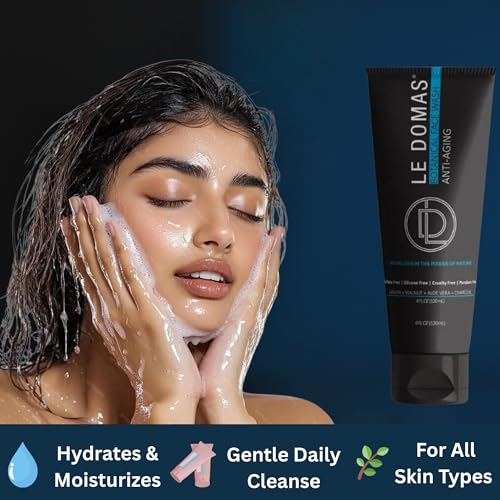Botanical Face Wash with Ginger, Walnut, Aloe Vera & Charcoal ? Hydrating Facial Cleanser for Men & Women ? Sulfate Free, Gentle Skin Care Products & Face Wash for All Skin Types, 4 fl oz