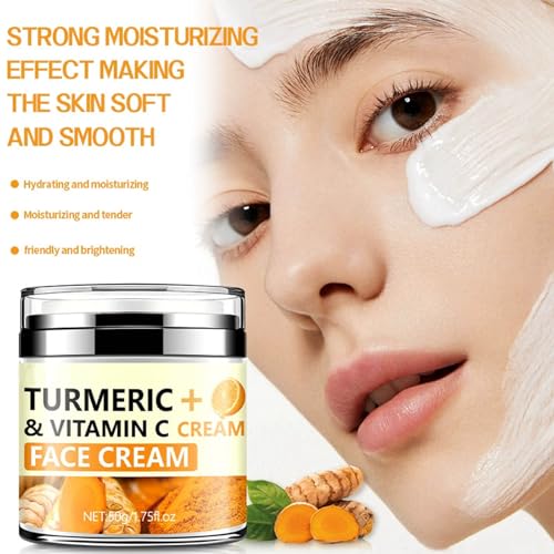 Turmeric Firming Face Cream,Hydrating Anti-wrinkle Tighten Lift Face Cream for Smooths Wrinkles, Tightening and Lift Skin, Fine lines, Loose & Sagging Skin for Dry, Sensitive & Dull 1.76 oz