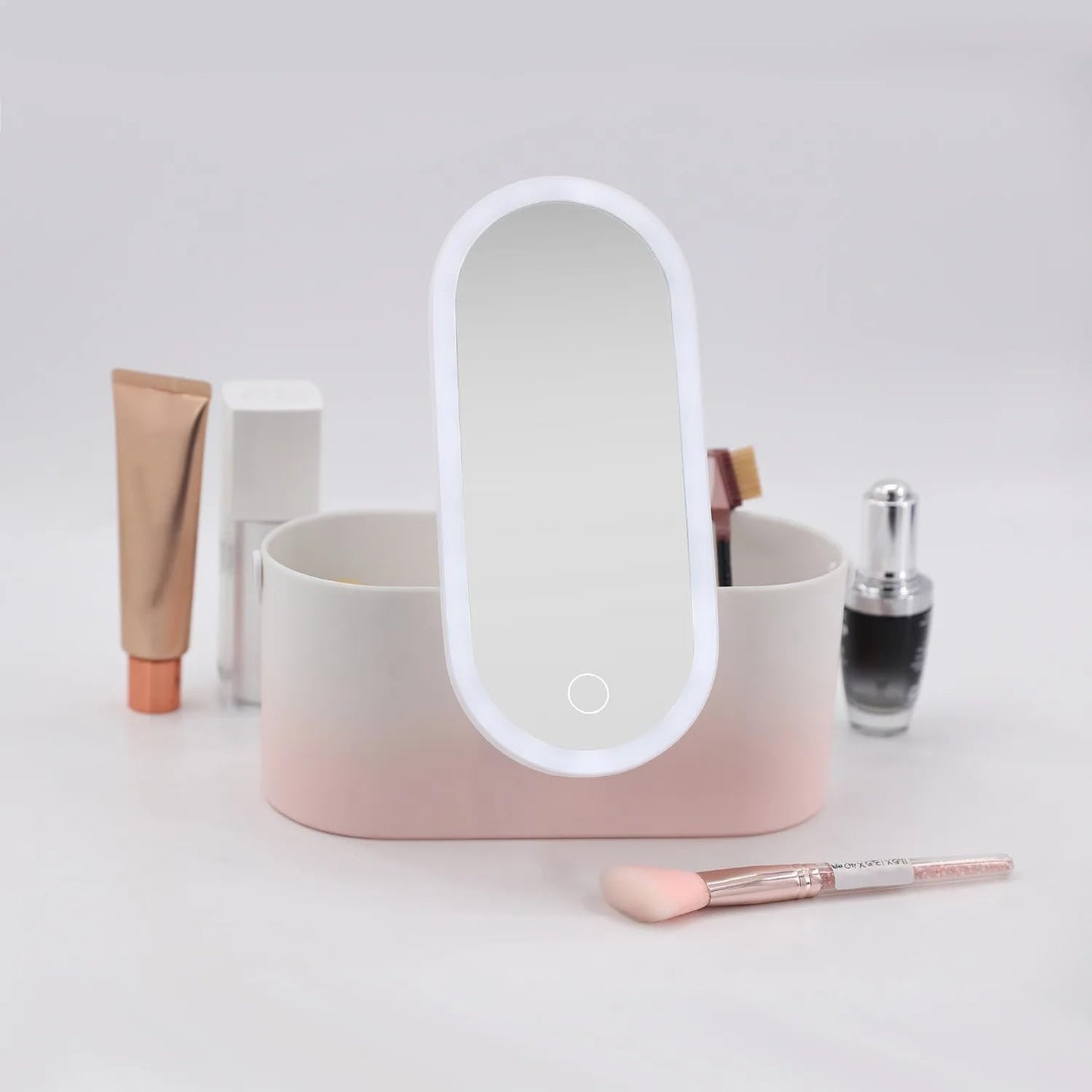 LED Makeup Case with Mirror – Portable Cosmetic Organizer with Lights, Travel Vanity Box for Women, Rotating and Detachable Mirror