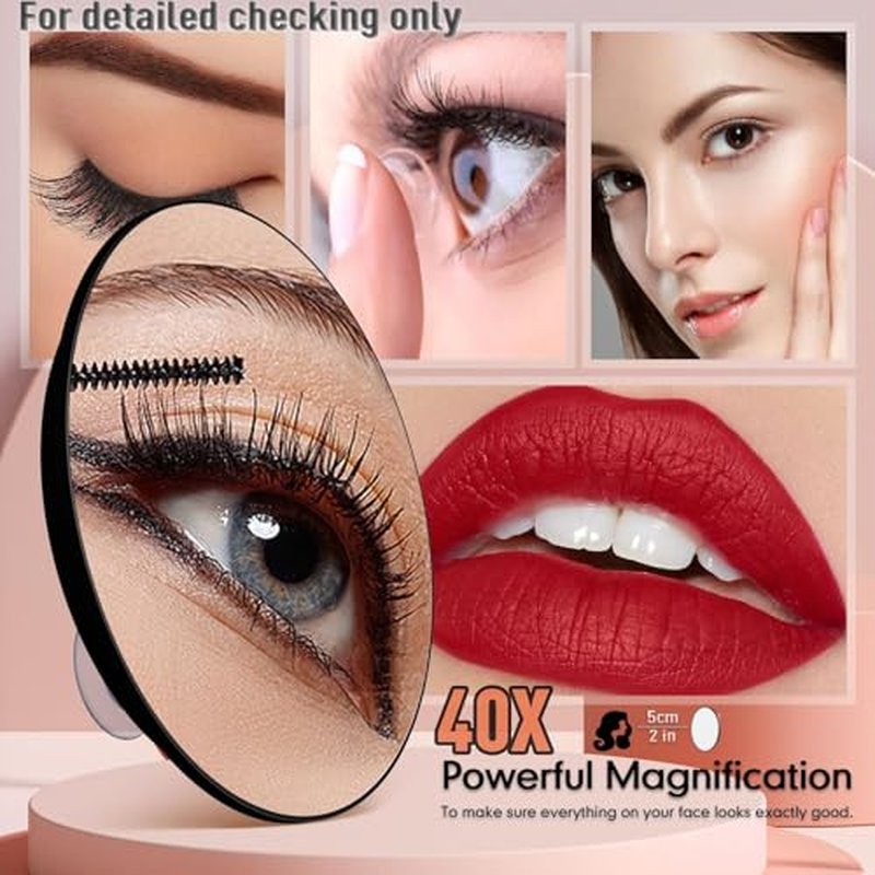40X Magnifying Mirror with Suction Cups & Tweezers