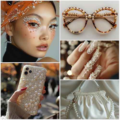 1982 Pcs Self-Adhesive Pearl Stickers, Multiple Sizes, Decorative Pearl Gems for Face, Crafts, Hair, Makeup, Nail