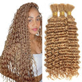 BA #27 32 Inch Honey Blonde Deep Wave Braiding Hair Bulk Human Extensions, 3 Bundles