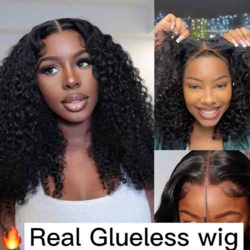 west kiss Curly Wigs Human Hair 5x7 Closure Wig Ready To Go Glueless Wigs Human Hair Pre Plucked Pre Cut Lace Front Wig For Black Women 18 Inch
