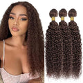Color #4 Curly Hair Bundles 20 22 24 Inch Brazilian Virgin