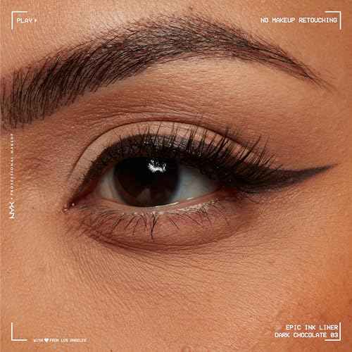 NYX PROFESSIONAL MAKEUP Epic Ink Liner, Waterproof Liquid Eyeliner with Vegan Formula - Dark Chocolate (Dark Brown Matte)