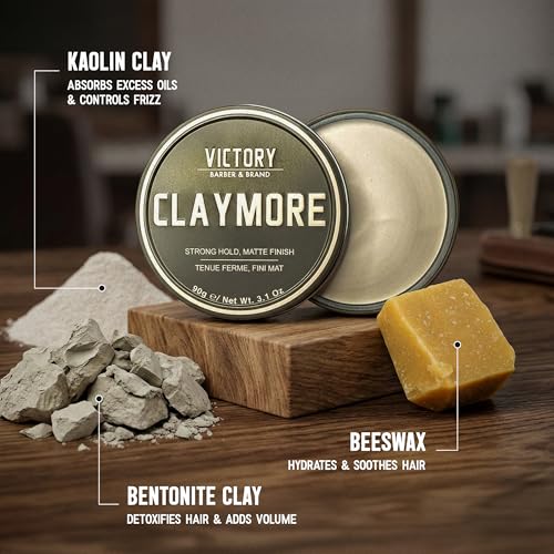Victory Claymore Strong Hold Matte Clay Pomade for Men 3.1oz