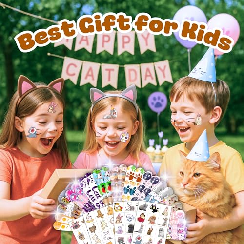 72 PC Cat Party Favors Bundle - Tattoos & Slap Bracelets