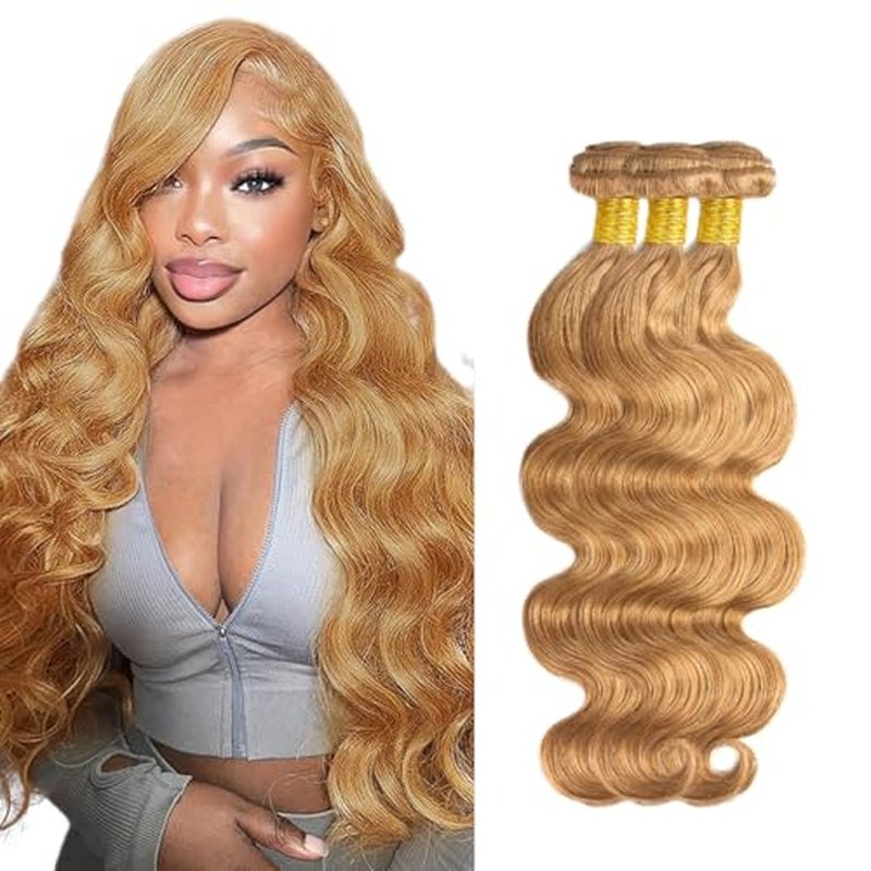 #27 Honey Blonde Body Wave Human Hair Bundles 3-Pack