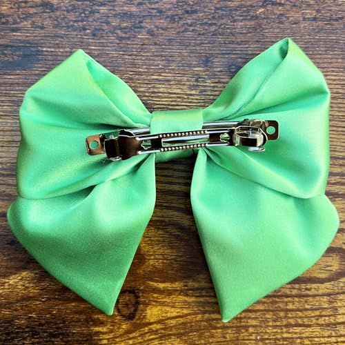 VIADALINNO Hair Clip Bow in a Box Pearls Roses for Women and Girls Silky Cute Coquette Teen Babygirl Little Barrette Hairbows Belle Cinderella Child Giftable Accessories Outfit (1, Light green)