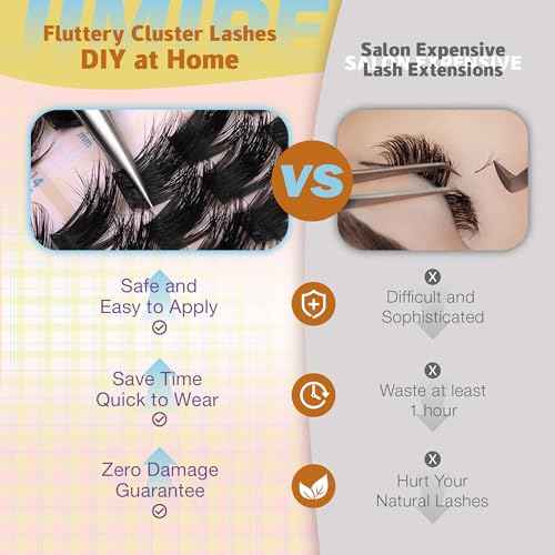 Fluffy Lash Clusters Kit Manga Eyelash Clusters Kit CD Curly Wispy Cluster Eyelash Extensions Kit with Bond and Seal Lash Glue 14-18MM Fluffy DIY Lash Extension Kit at Home by JIMIRE