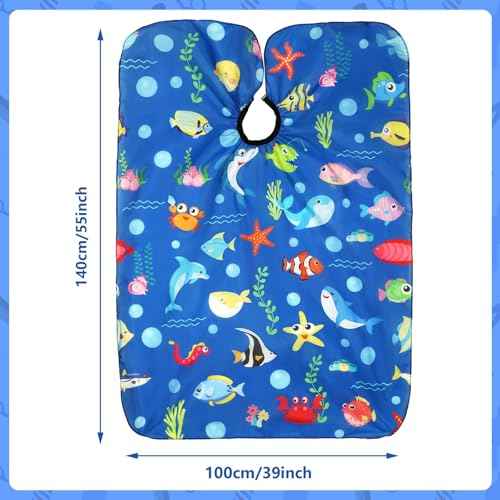 FEBSNOW Kids Hair Cutting Cape, Professional Kids Barber Cape Cartoon Pattern Apron with Adjustable Closure for Children Salon Barber Supplies