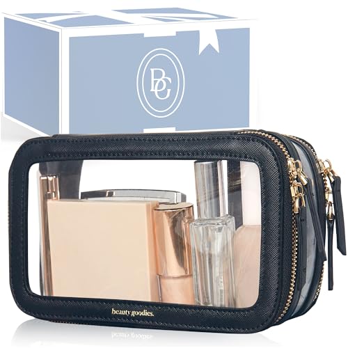 BEAUTYGOODIES Clear Makeup Bags for Women, Transparent Makeup Organizer Bag, Clear Cosmetic Bag, Travel Cosmetic Case, Toiletry and Make Up Bags for Women, Makeup Bag for Purse Pouch, Travel and Home