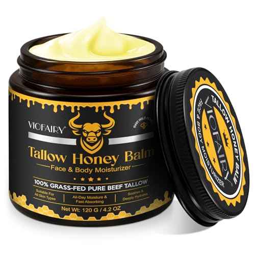 Beef Tallow for Skin, Whipped Tallow Honey Balm for Face -Fed Beef Tallow & Raw Wild Honey - Organic Moisturizer for Soft, Smooth Skin- Light Scent, Moisturizing Natural Formula, 4.2 Oz