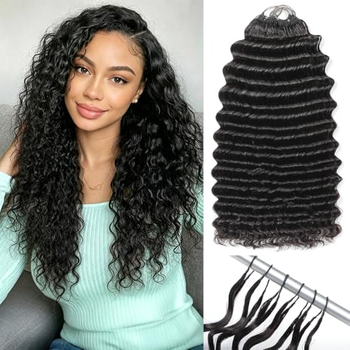 GUDOZO 16 Inch Deep Wave Feather Crochet Hair for Black Women