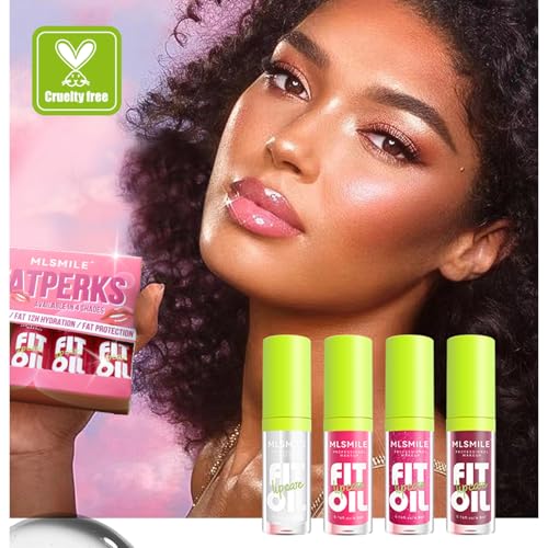 4-Piece Plumping Lip Oil Set - 12Hr Hydrating High Shine