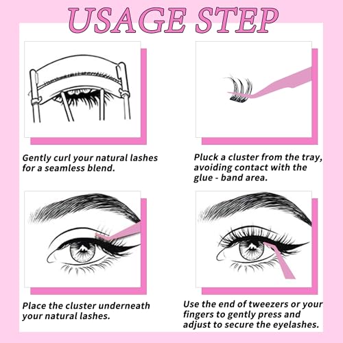 Self Adhesive Lash Clusters 12mm Wispy Manga Eyes - 96pcs Kit