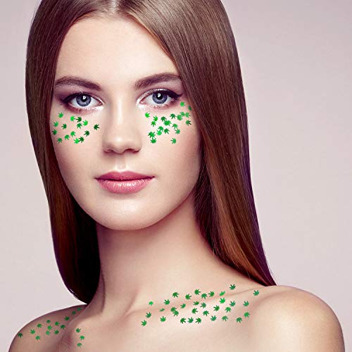 20 Grams Weed Leaf Glitter Festival Pot Leaves Nail Body Art Decoration for DIY Festival Makeup Accessories (Green)