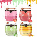 Bee Lip Balm Honey Pot, 4pcs Propolis Lip Mask Overnight Moisturizing Fruity Lip Balm with Stick, Hydrating Prevention Dry and Cracked Lip Scrubs Exfoliator Lip Care (Four flavors)